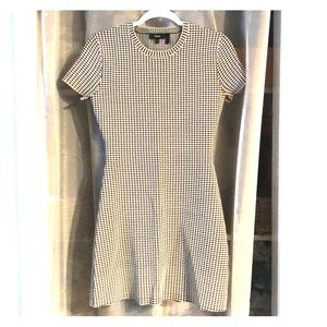 THEORY houndstooth A-line stretchy knit mini dress